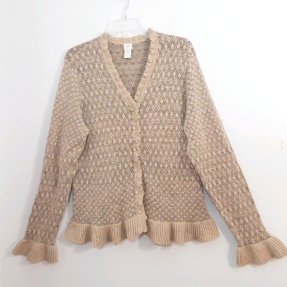 J. Jill Sweaters - J Jill ruffled bell sleeve cardigan sweater XL